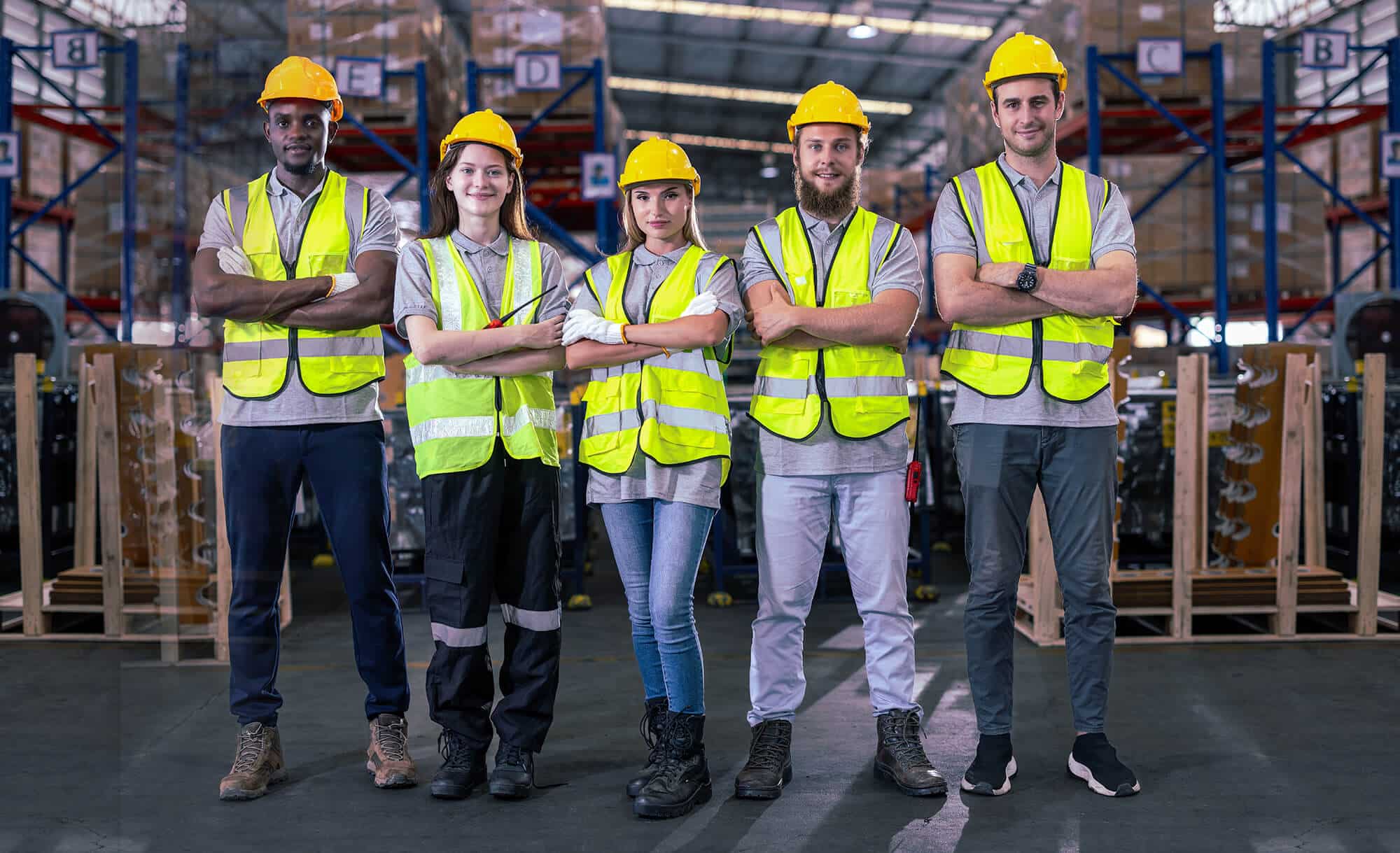 Engineer team full skill quality working in Industrial construction container