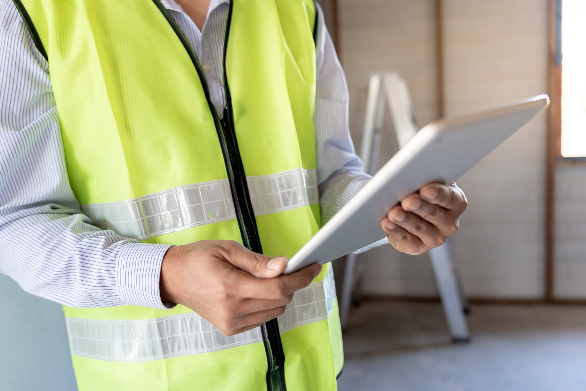 inspector or engineer is inspecting construction and quality assurance
