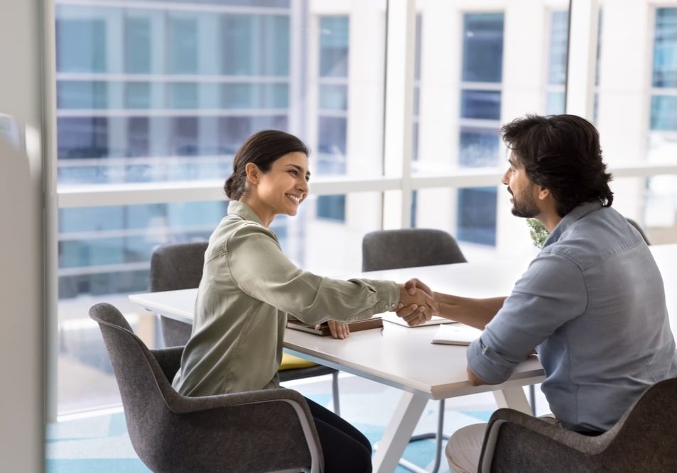 Happy,Client,And,Lawyer,Finishing,Consultation,With,Handshake,,Express,Respect Job interview process