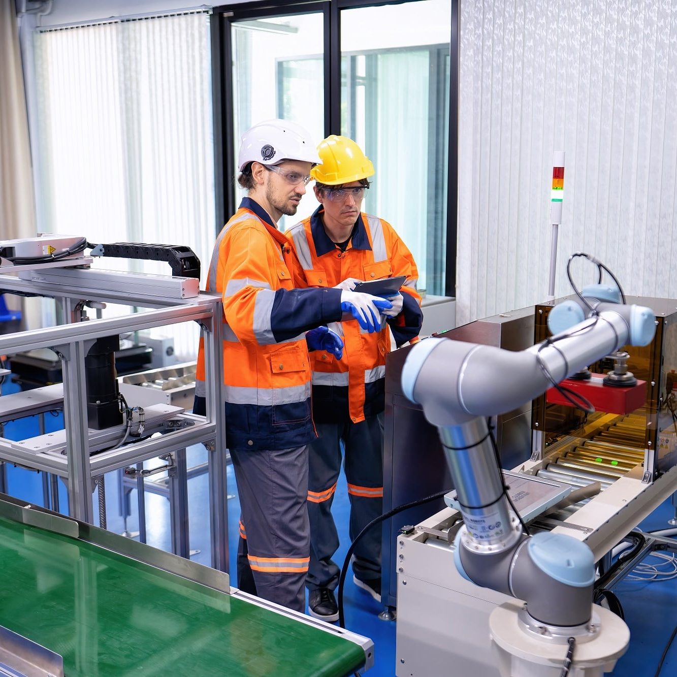 Engineer on training room learn on robotic logistic automation