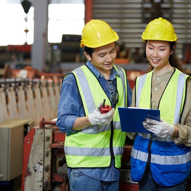 Factory,Worker,Or,Engineer,Meeting,And,Talking,About,Work,Or factory worker or engineer meeting