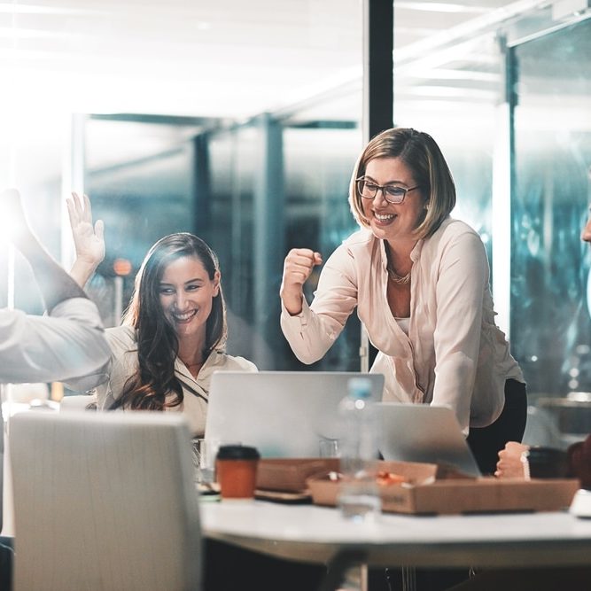 Business,People,,Happy,And,Celebration,For,Success,In,Office,With Business people, happy and celebration for success